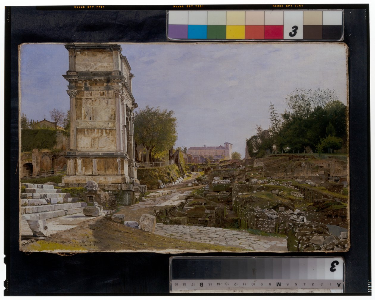 Forum Romanum z Łukiem Tytusa i Koloseum autorstwa Josef Theodor Hansen