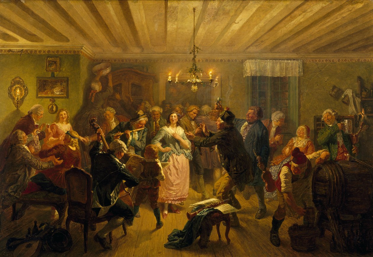 Koncert w Tre Byttor, 1860 autorstwa Josef Wilhelm Wallander