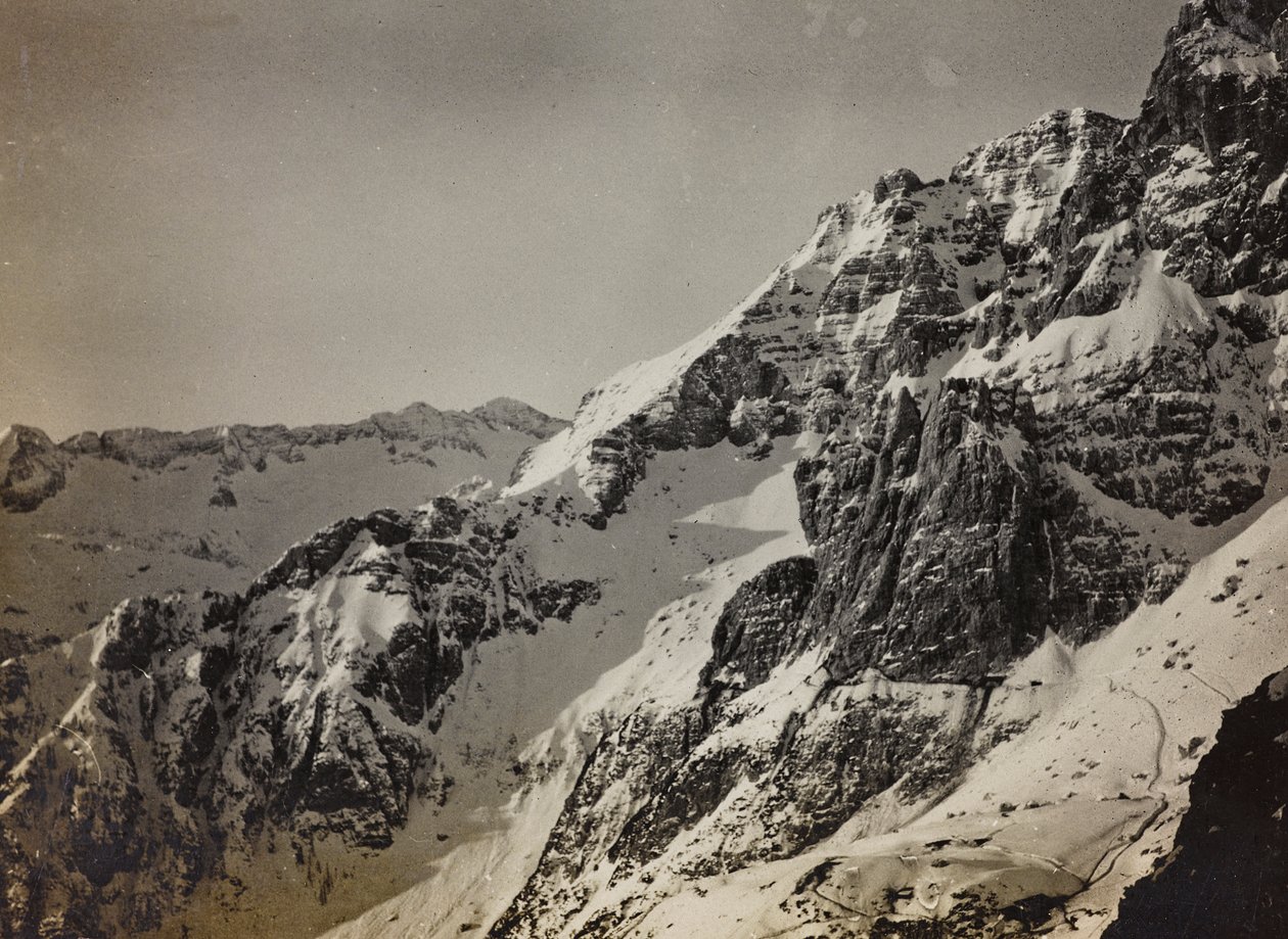 Album "Moja wojna światowa - wspomnienia Frontu Południowo-Zachodniego w Karyntii, Włochy, Trentino-Alto Adige) 31.03.1915-12.11.1918 - Josef Zohles Wiedeń": Alpy (zdjęcie czarno-białe) autorstwa Josef Zohles