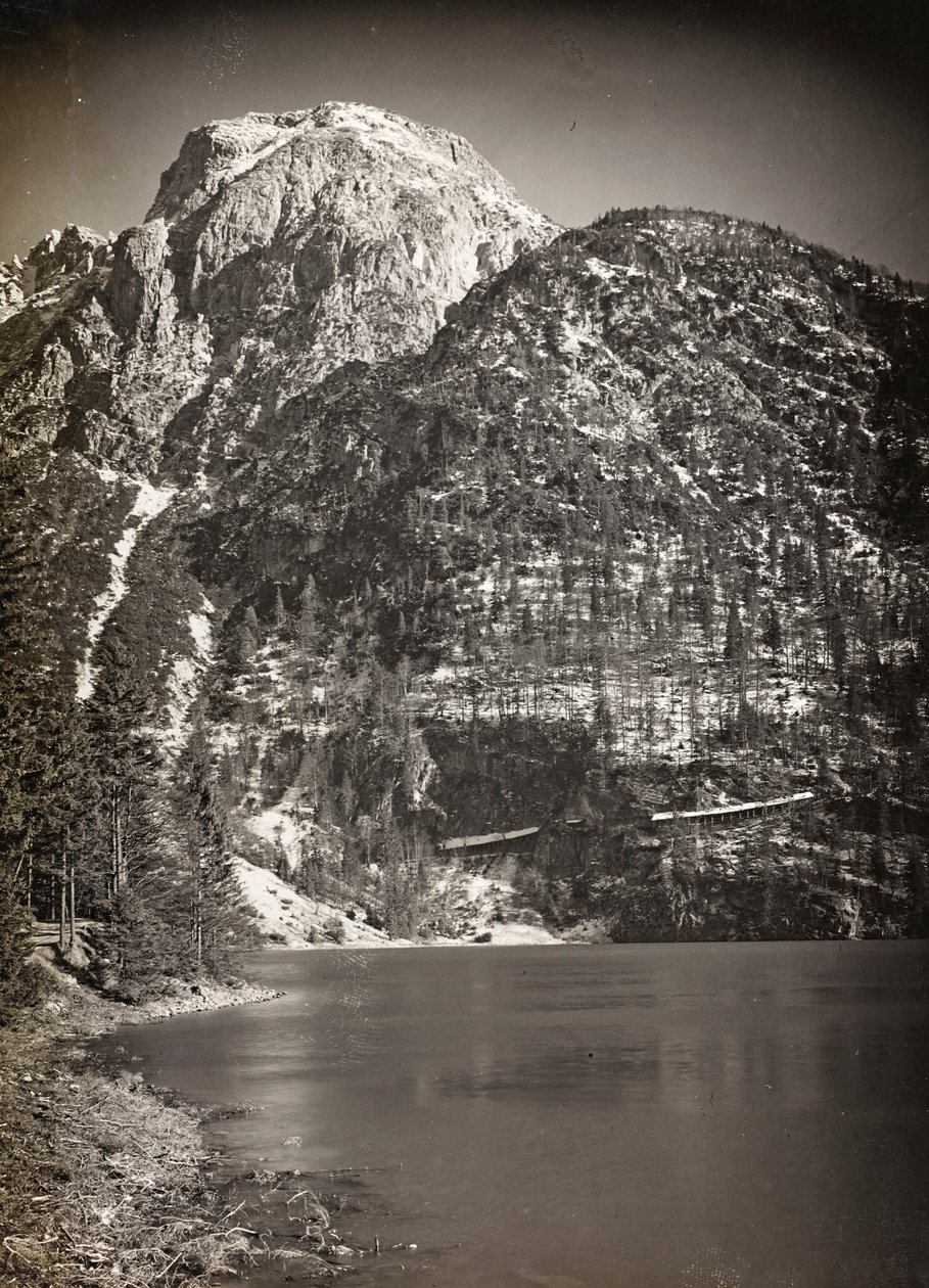 Album "Moja wojna światowa - wspomnienia Frontu Południowo-Zachodniego w Karyntii, Włochy, Trentino-Alto Adige) 31.03.1915-12.11.1918 - Wiedeń Josefa Zohlego": Jezioro Predil (lub Raibl) (b/w autorstwa Josef Zohles