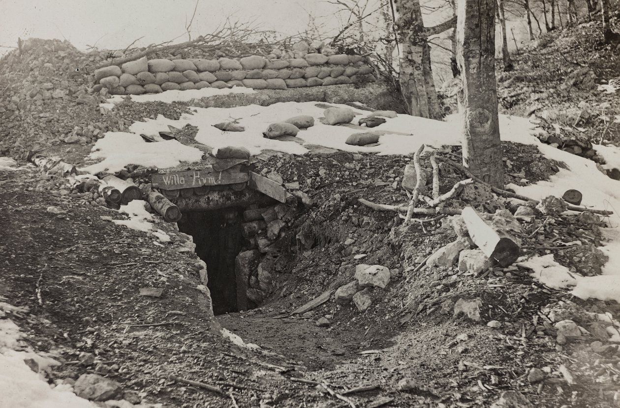 Album "Moja wojna światowa - wspomnienia Frontu Południowo-Zachodniego w Karyntii, Włochy, Trentino-Górna Adyga) 31.03.1915-12.11.1918 - Josef Zohles Wiedeń": bunkier wojskowy (zdjęcie czarno-białe) autorstwa Josef Zohles