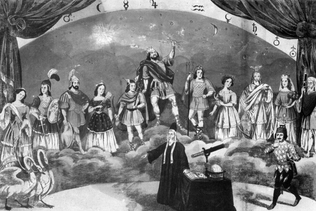 Niebo greckich bogów, karnawałowa gra w Altdorf-Weingarten 23 lutego 1857 r. autorstwa Joseph Bayer