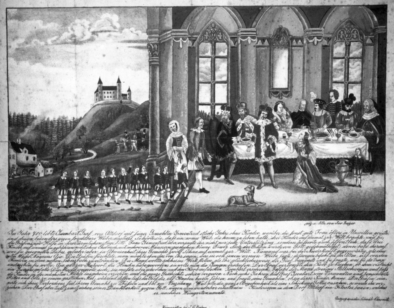 Grawerowanie miedzi Welfensage autorstwa Joseph Bayer