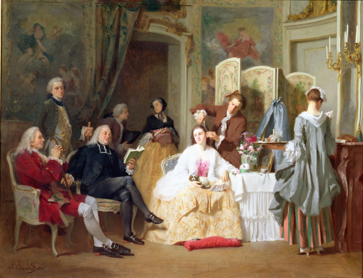Abbe Prevost czyta „Manon Lescaut”, 1856 autorstwa Joseph Caraud