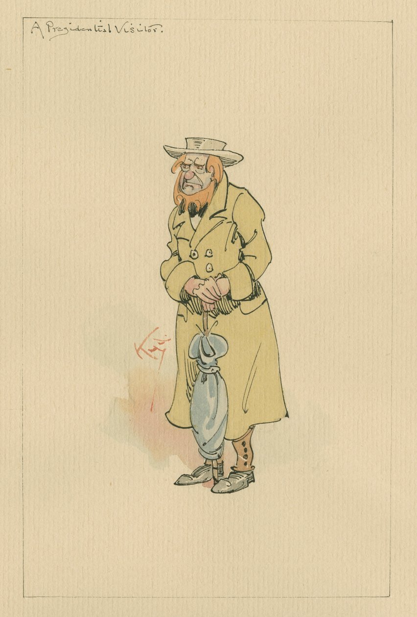 Prezydencki gość, ok. 1920 (pióro i atrament z toaletą na papierze) autorstwa Joseph Clayton Clarke