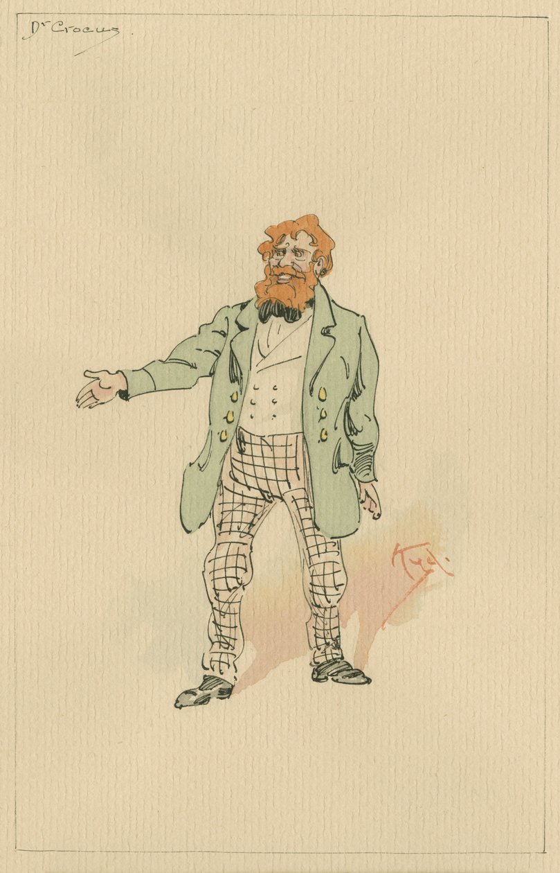 Dr Crocus, ok. 1920 (pióro i atrament z toaletą na papierze) autorstwa Joseph Clayton Clarke