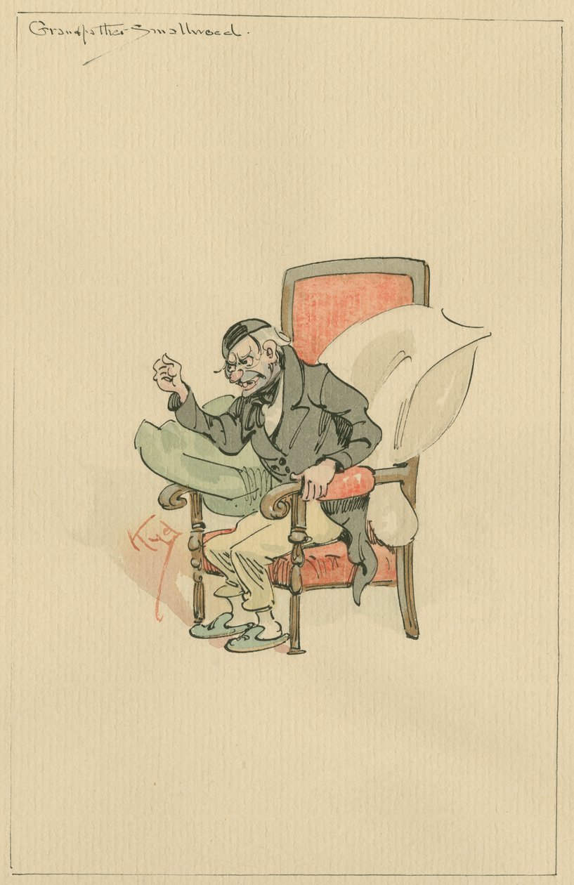Dziadek Smallweed, ok. 1920 (długopis i atrament z toaletą na papierze) autorstwa Joseph Clayton Clarke