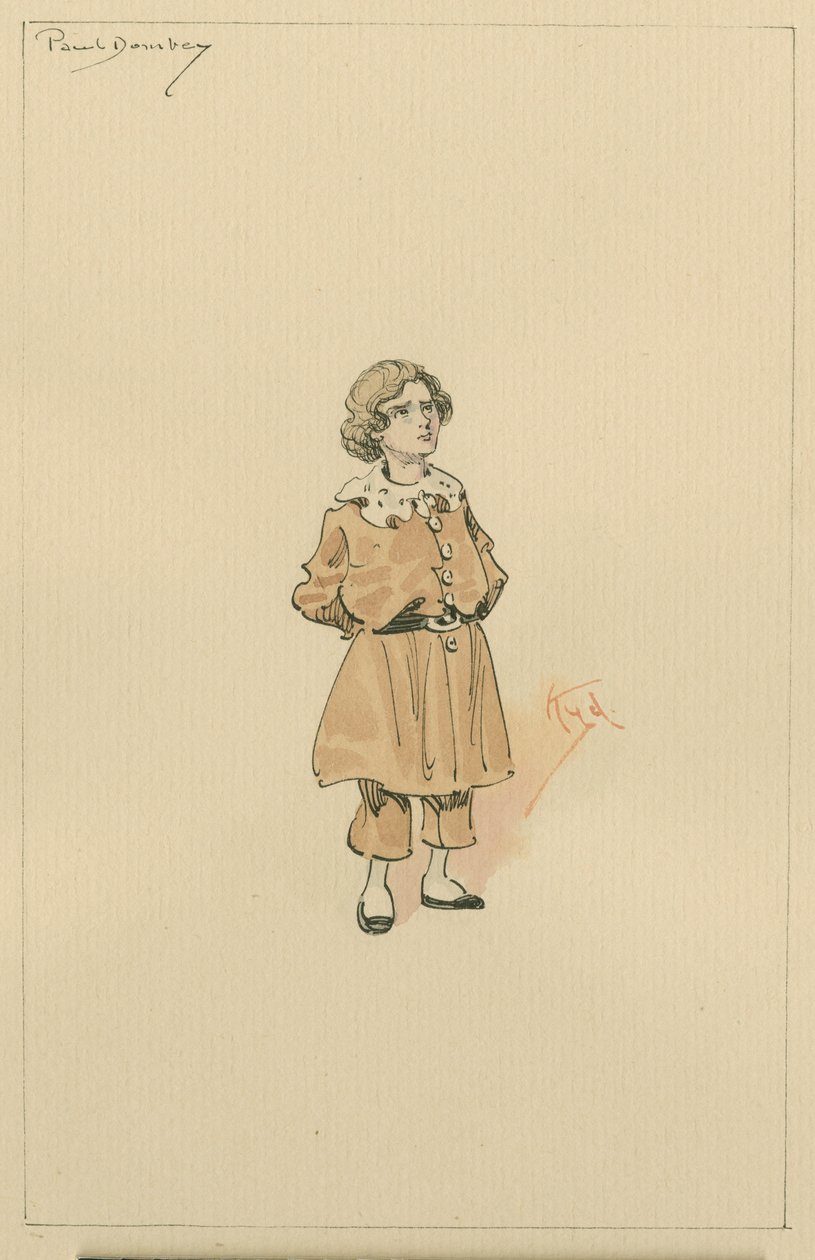 Mały Paul Dombey, ok. 1920 (pióro i atrament z toaletą na papierze) autorstwa Joseph Clayton Clarke