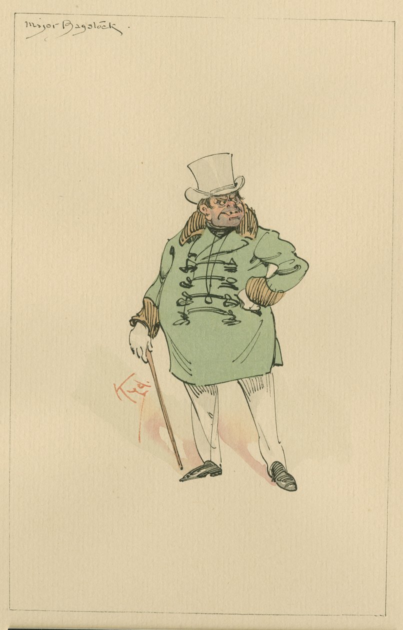 Major Bagstock, ok. 1920 (pióro i atrament z toaletą na papierze) autorstwa Joseph Clayton Clarke