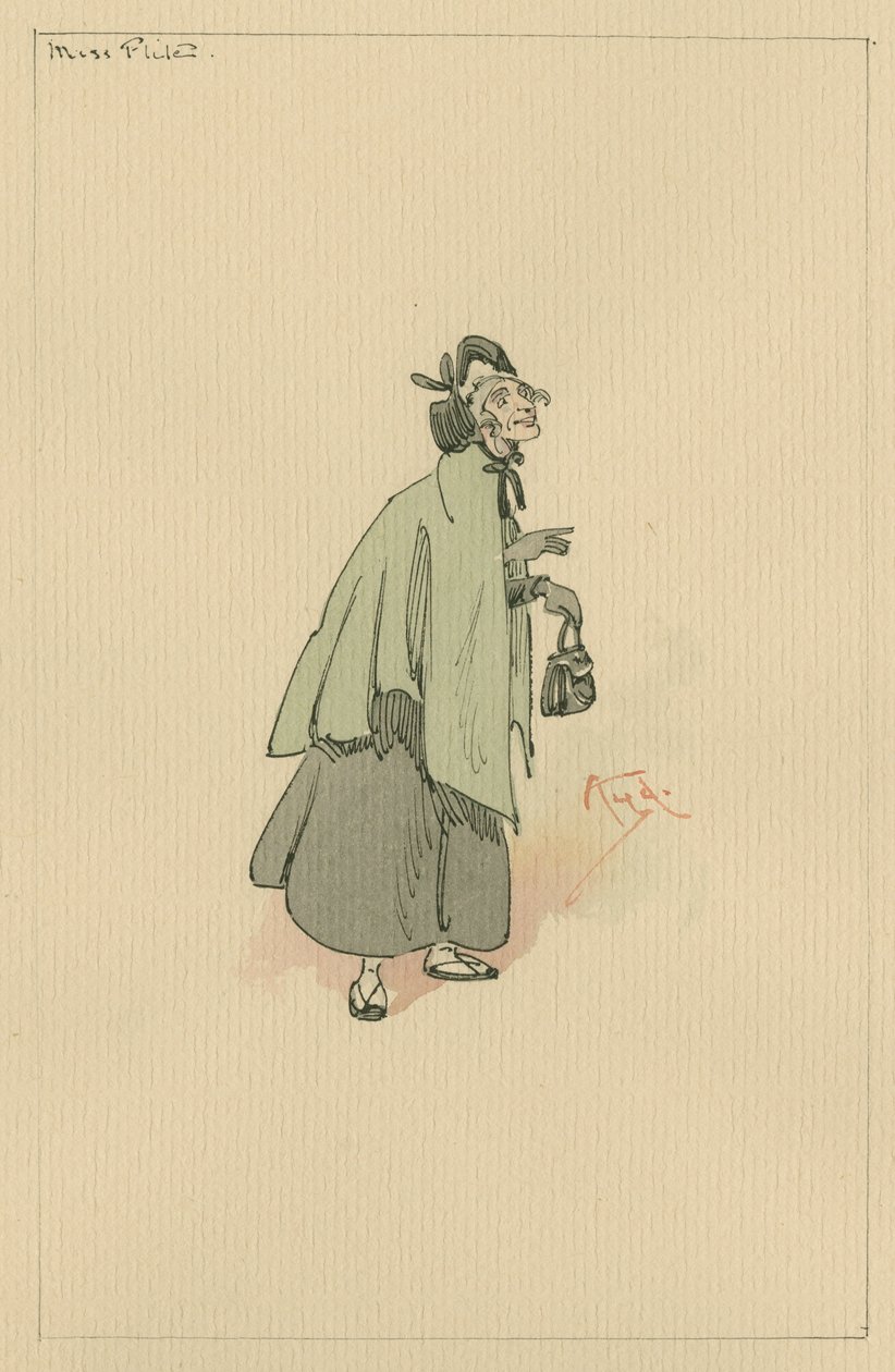 Miss Flite, ok. 1920 (pióro i atrament z toaletą na papierze) autorstwa Joseph Clayton Clarke