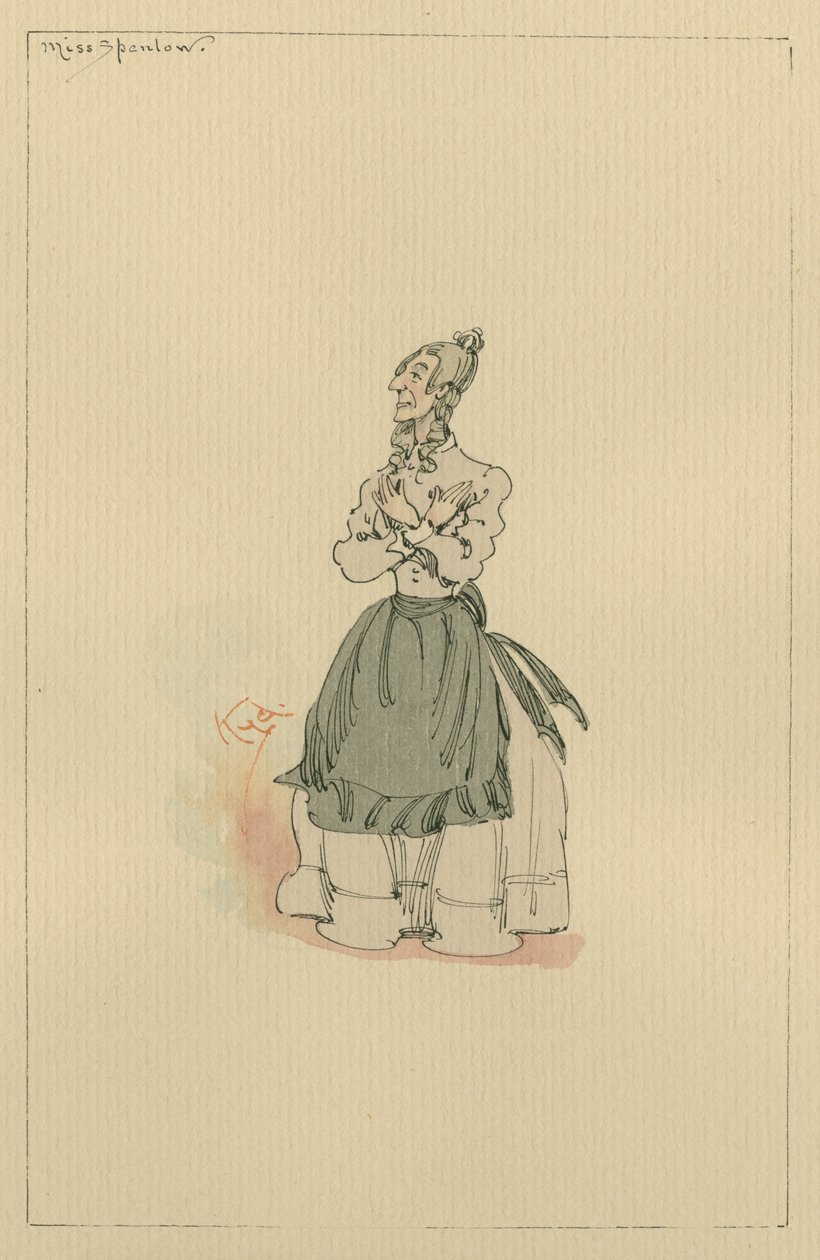 Miss Spenlow, ok. 1920 (pióro i atrament z toaletą na papierze) autorstwa Joseph Clayton Clarke