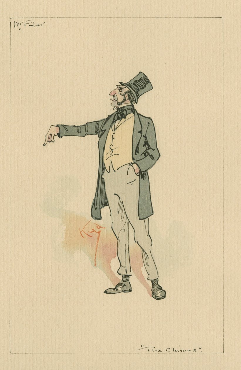 Mr Filer - Kuranty, ok. 1920 (pióro i atrament z toaletą na papierze) autorstwa Joseph Clayton Clarke