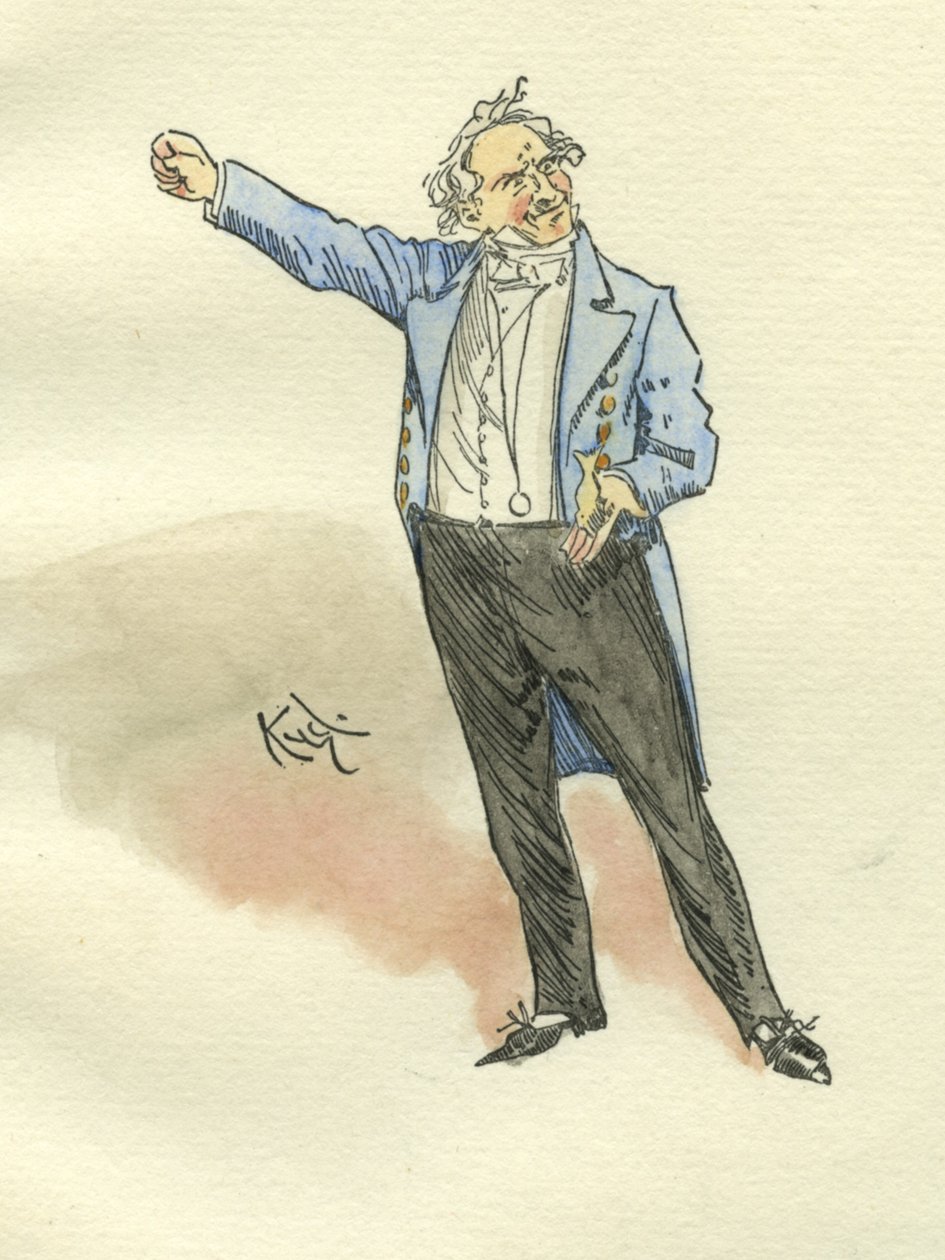 Pan Pickwick z The Pickwick Papers (tusz i wc na papierze) autorstwa Joseph Clayton Clarke