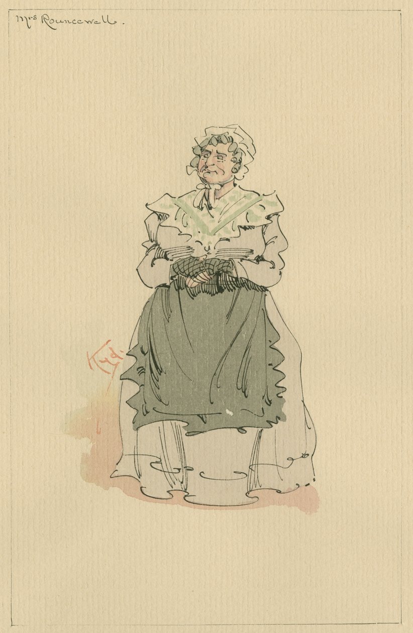 Pani Rouncewell, ok. 1920 (pióro i atrament z toaletą na papierze) autorstwa Joseph Clayton Clarke