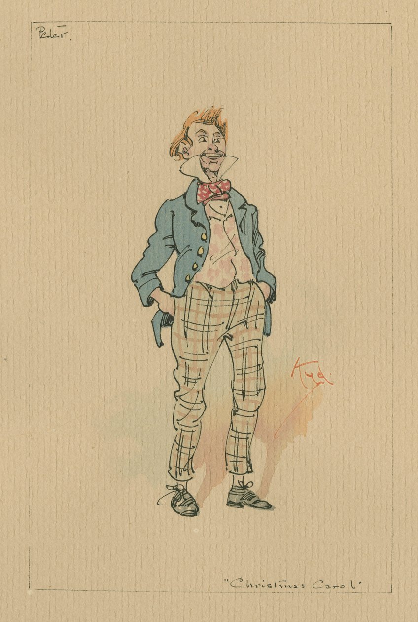 Peter Cratchit - Opowieść wigilijna, ok. 1920 (pióro i atrament z toaletą na papierze) autorstwa Joseph Clayton Clarke