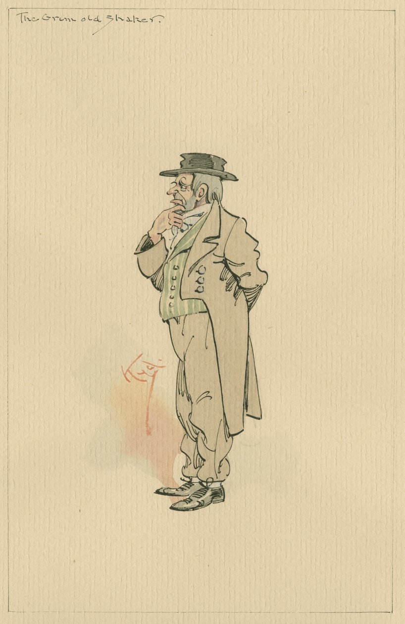 The Grim Old Shaker, ok. 1920 (pióro i atrament z toaletą na papierze) autorstwa Joseph Clayton Clarke
