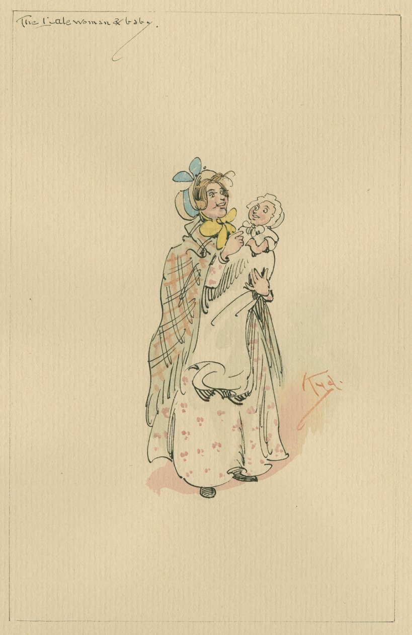 Lale Lady und Baby, ok. 1920 (pióro i atrament z toaletą na papierze) autorstwa Joseph Clayton Clarke