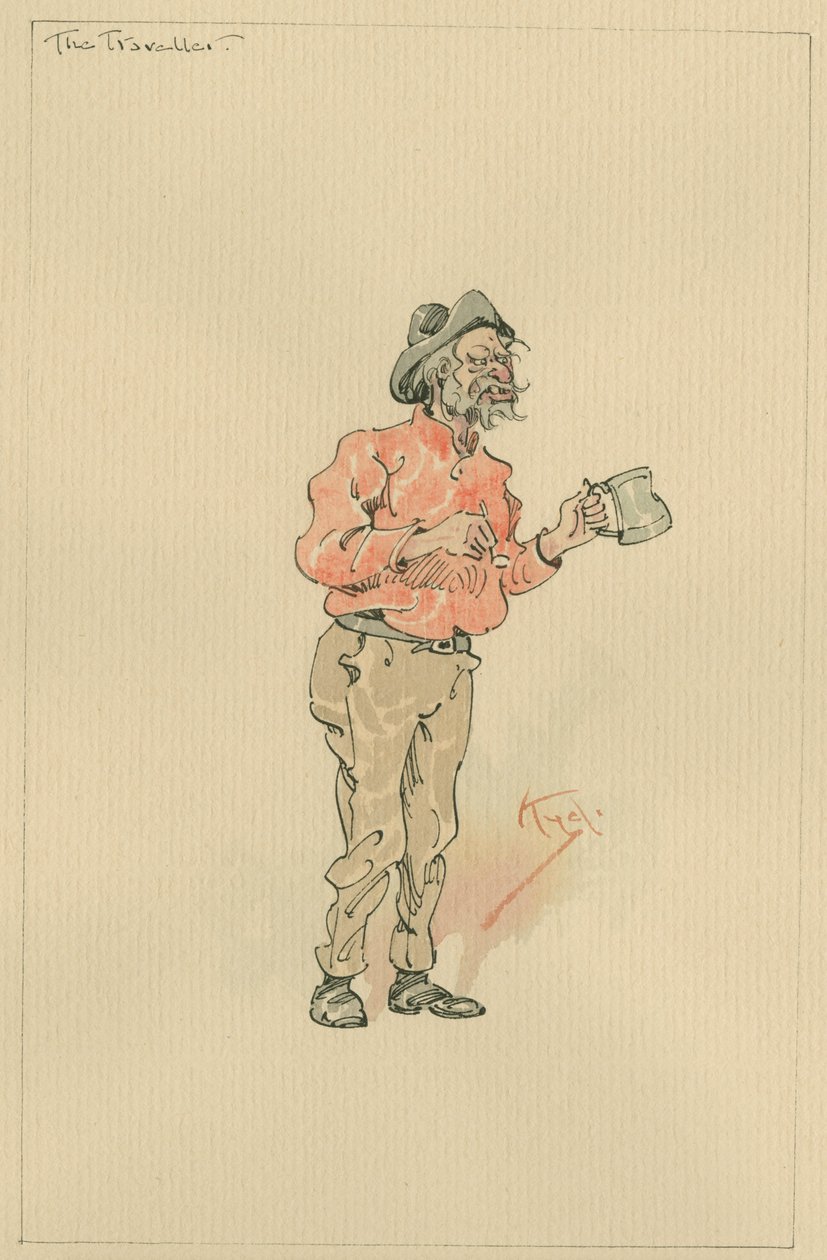 Podróżnik, ok. 1920 (pióro i atrament z toaletą na papierze) autorstwa Joseph Clayton Clarke