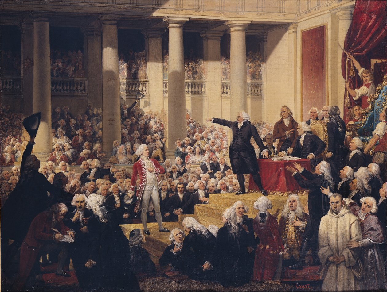 Mirabeau i Monsieur de Dreux-Breze na Assemblee des Deputes, 23 czerwca 1789 autorstwa Joseph Desire Court