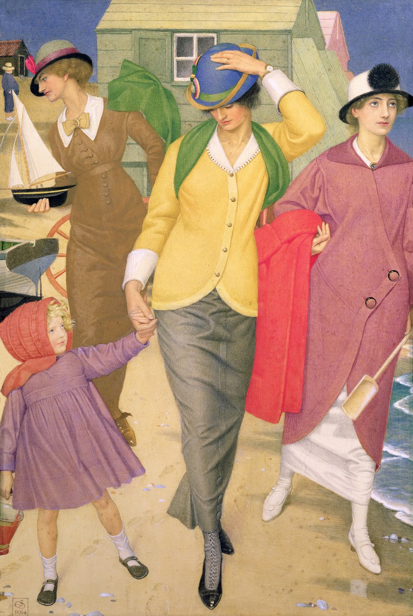 Wzdłuż brzegu, 1914 (tempera na jedwabiu) autorstwa Joseph Edward Southall