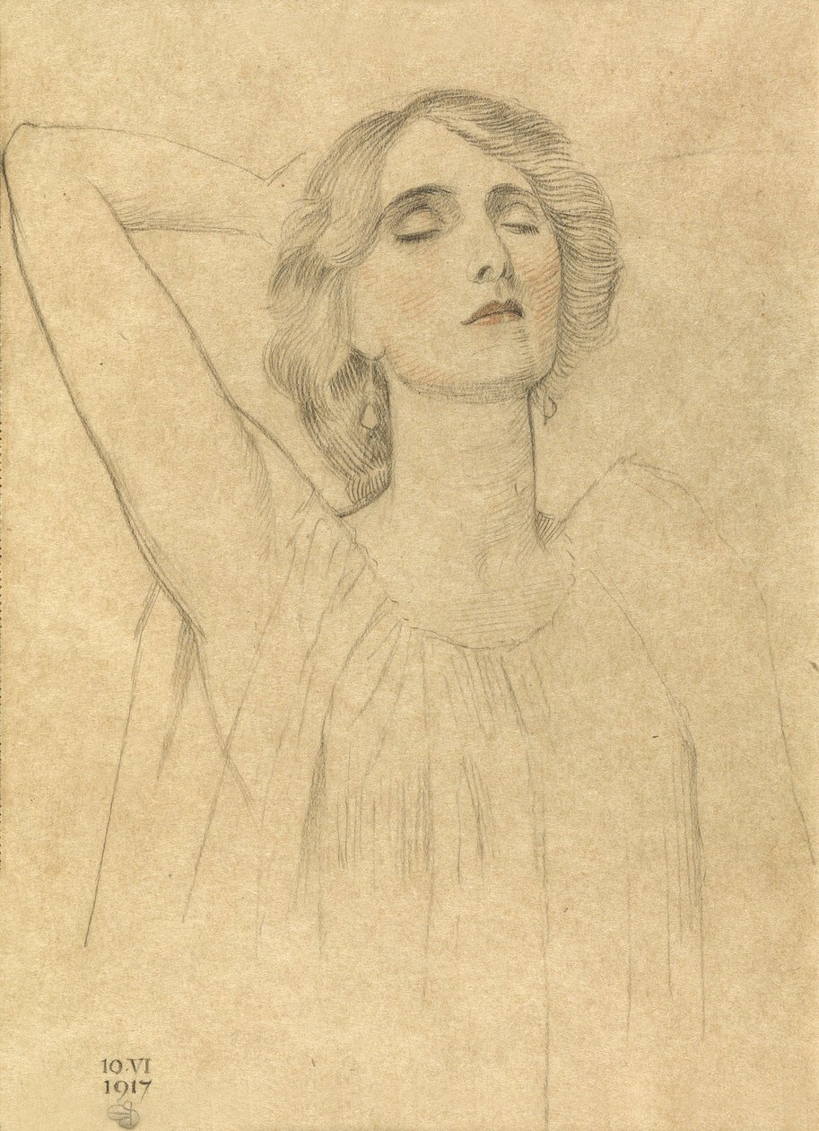 Szkic kobiety, 1917 (ołówek i kreda na papierze) autorstwa Joseph Edward Southall