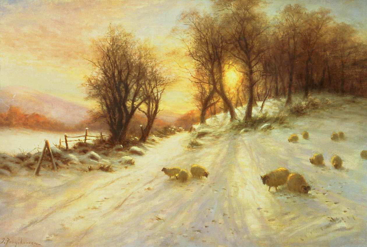 Owce w zimowym śniegu autorstwa Joseph Farquharson