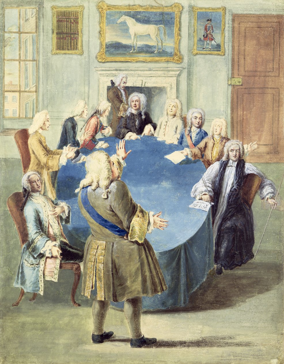 Sir Robert Walpole przemawia do swojego gabinetu autorstwa Joseph Goupy