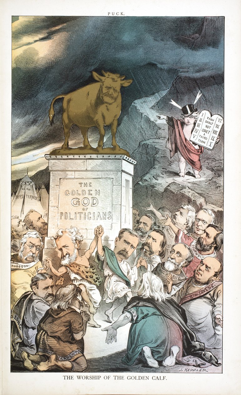 Kult Złotego Cielca, 1880 autorstwa Joseph Keppler