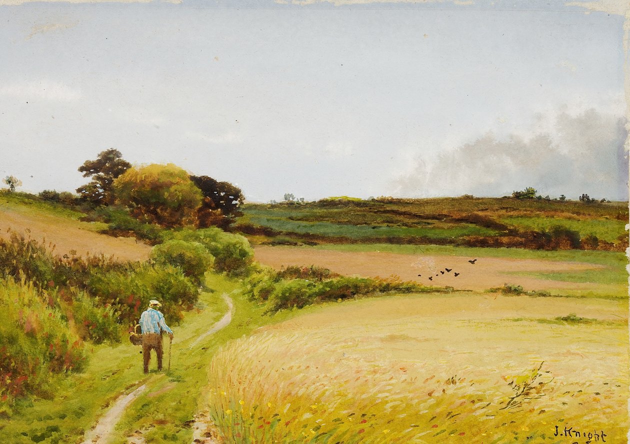 Pejzaż ze starcem niosącym koszyk, 1886 autorstwa Joseph Knight