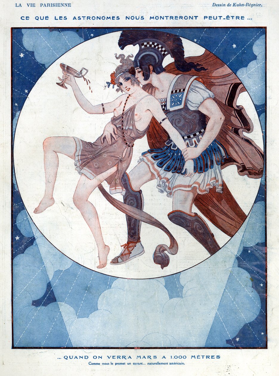 Mars uwodzący młodą damę, z „La Vie Parisienne”, 29 października 1921 r. autorstwa Joseph Kuhn Regnier