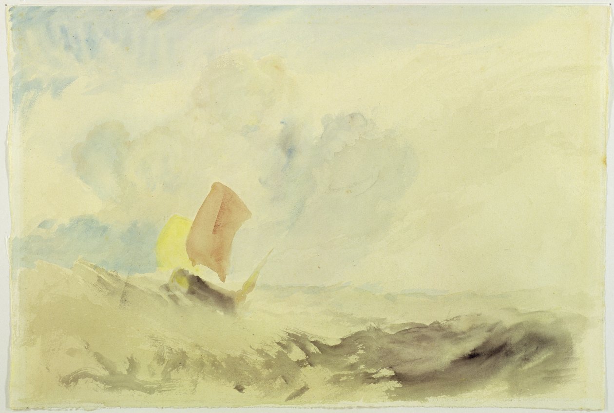 Kawałek morza - wzburzone morze z łodzią rybacką, 1820-30 autorstwa Joseph Mallord William Turner