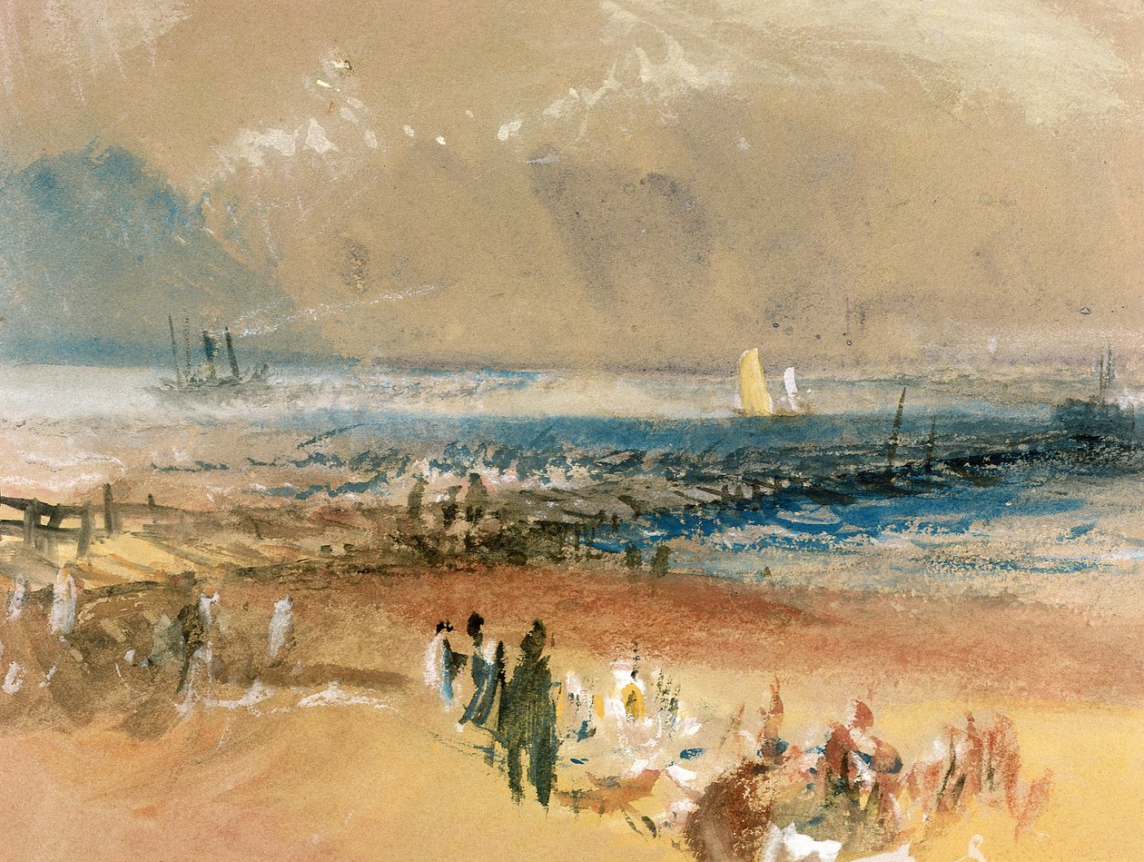 Łodzie na molo Margate (kolor nadwozia na płowo-szarym papierze) autorstwa Joseph Mallord William Turner