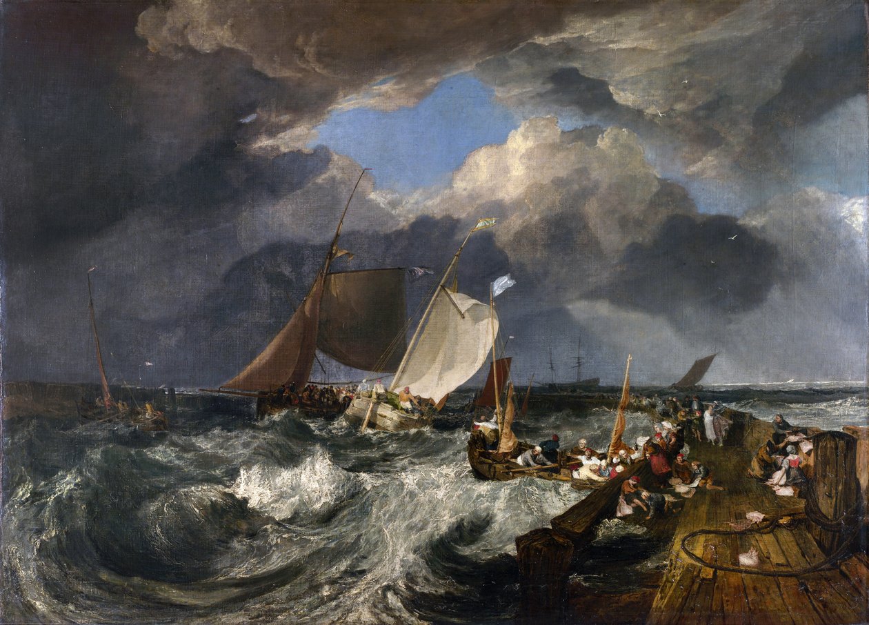 Molo w Calais: przybycie pakietu angielskiego, 1803 r. autorstwa Joseph Mallord William Turner