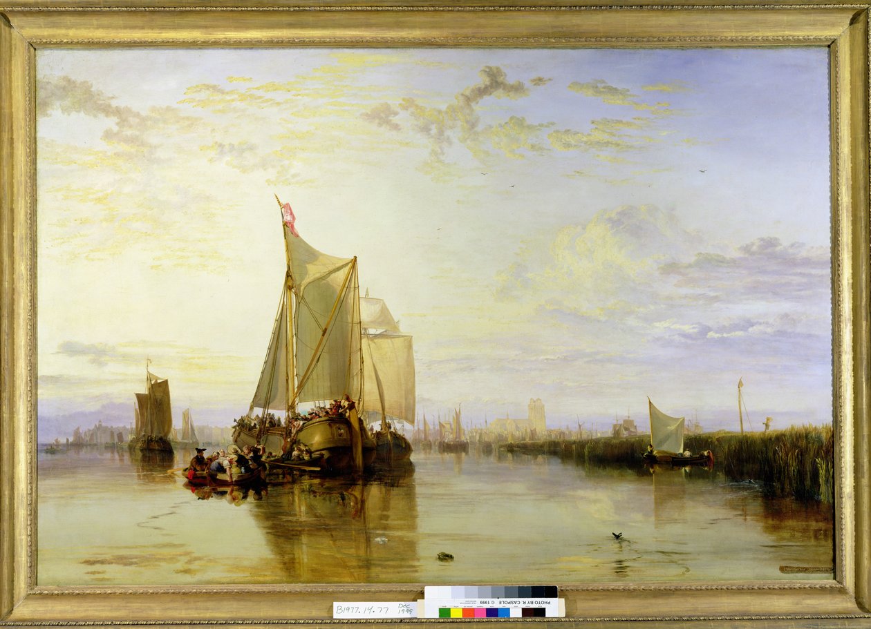 Dort lub Dordrecht: Dort Packet-Boat from Rotterdam Becalmed, 1817-18 autorstwa Joseph Mallord William Turner