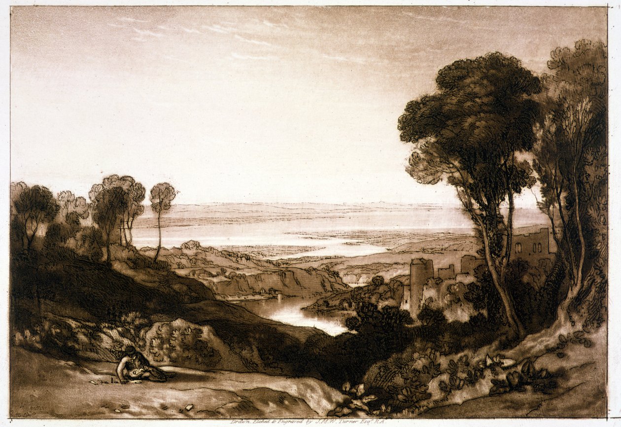F.28.I Skrzyżowanie Severn i Wye, z „Liber Studiorum”, 1811 autorstwa Joseph Mallord William Turner