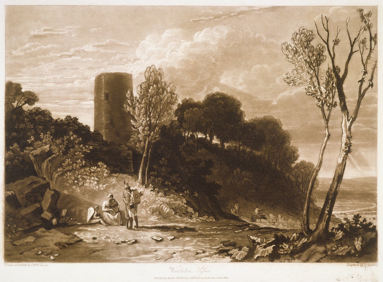 F.42.I Winchelsea, Sussex, z "Liber Studiorum", wyryte przez J.C. Easlinga, 1812 r. autorstwa Joseph Mallord William Turner