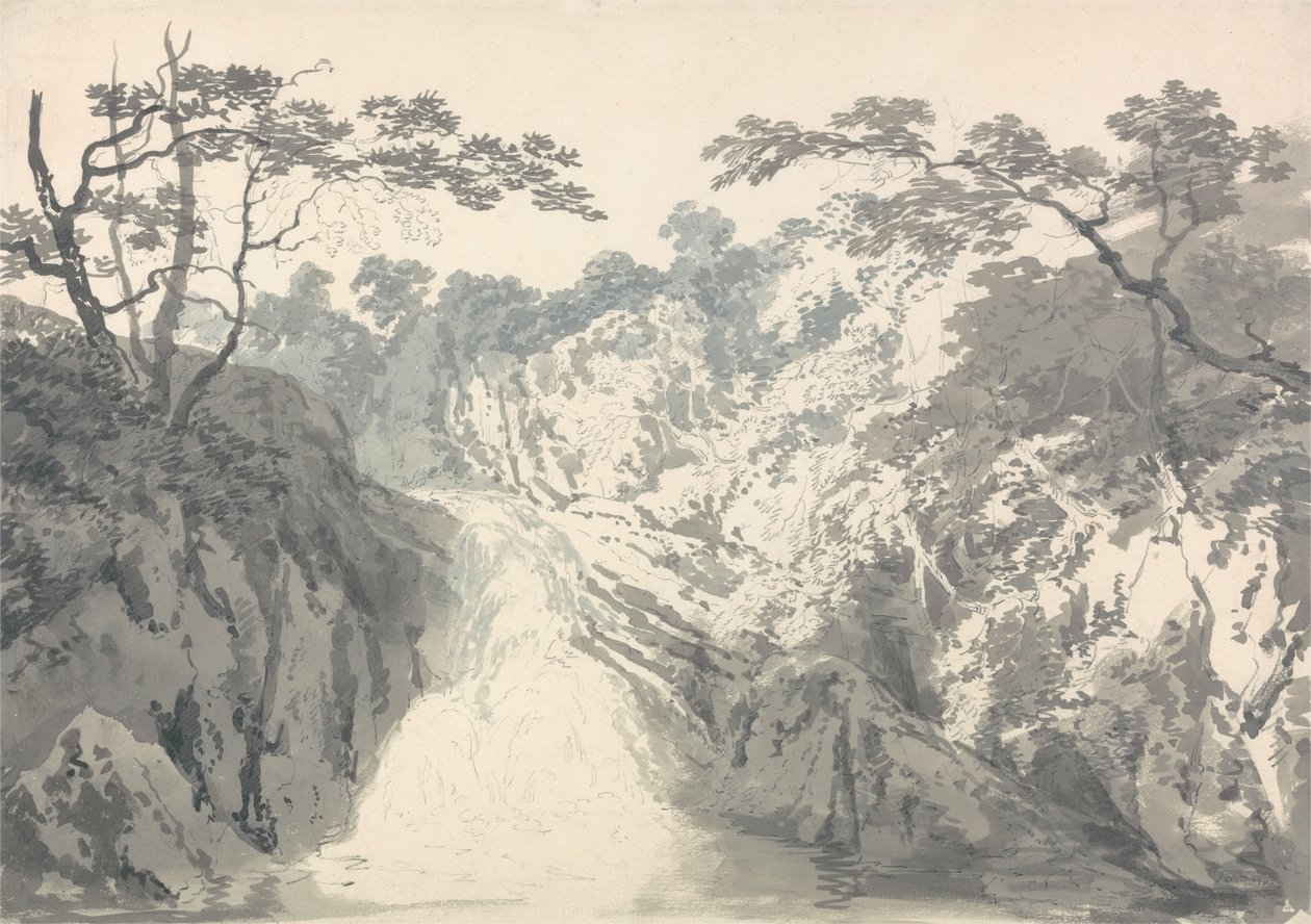 Krajobraz z wodospadem autorstwa Joseph Mallord William Turner