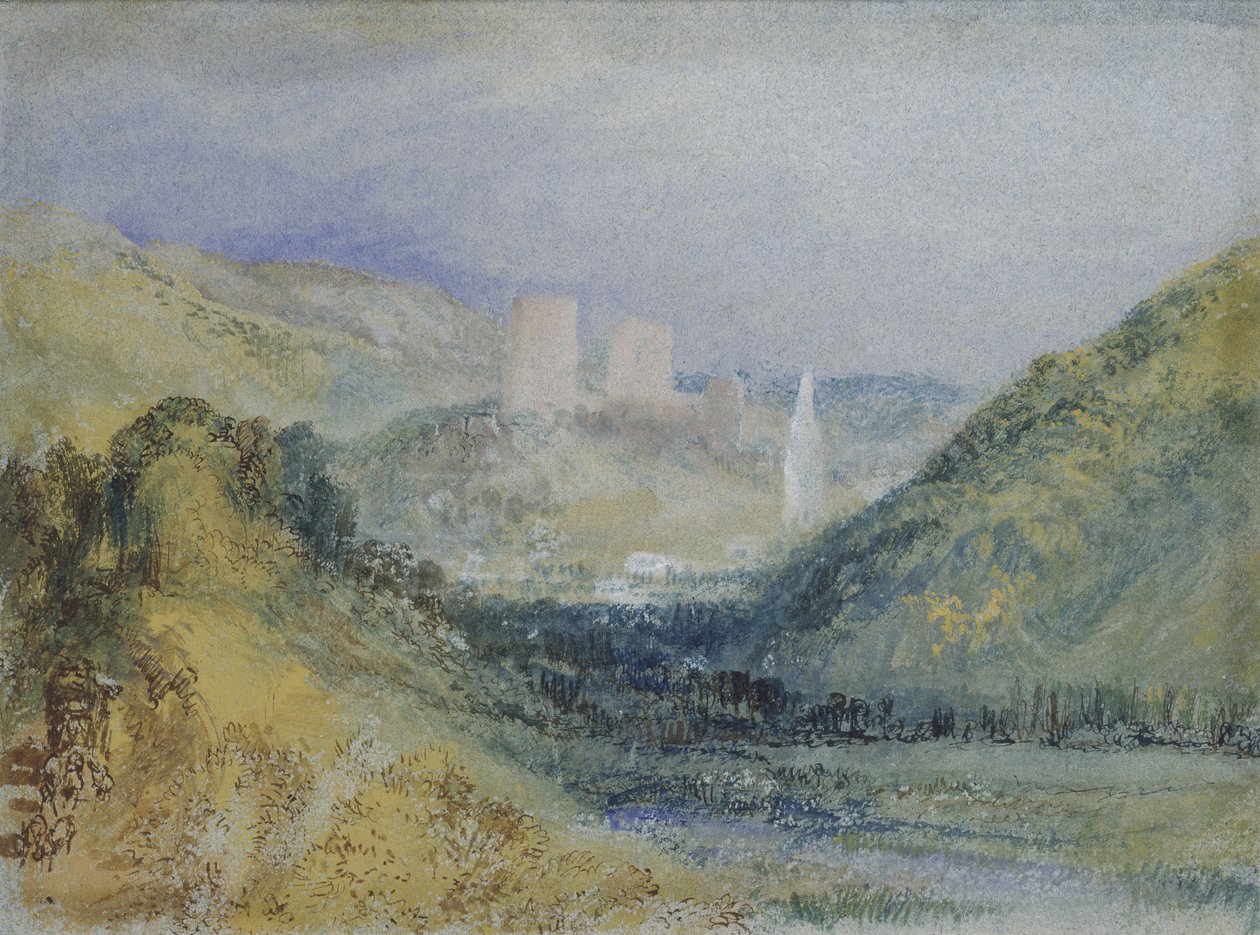 Lillebonne, ok. 1823 (toaleta i gwasz z piórem i atramentem na papierze) autorstwa Joseph Mallord William Turner
