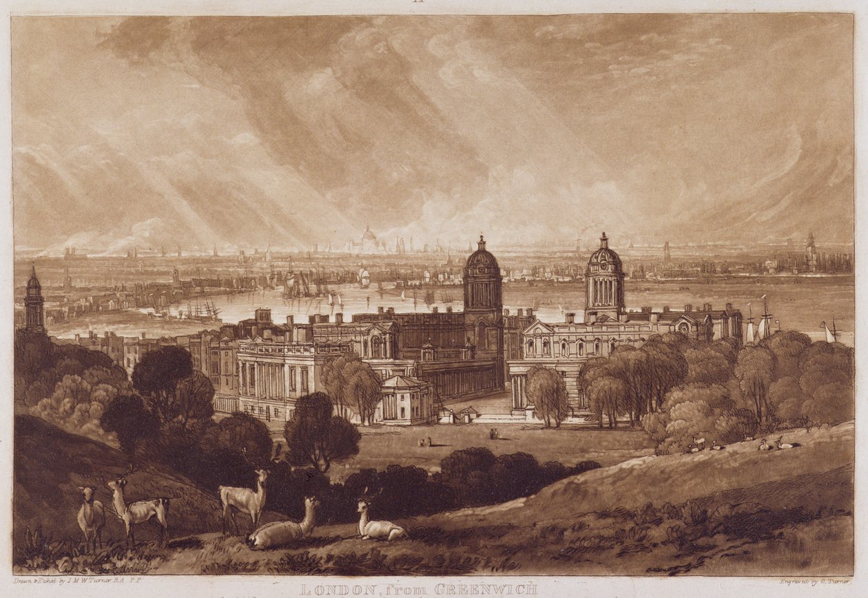 Londyn z Greenwich, ryty przez Charlesa Turnera (1773-1857) 1811 autorstwa Joseph Mallord William Turner