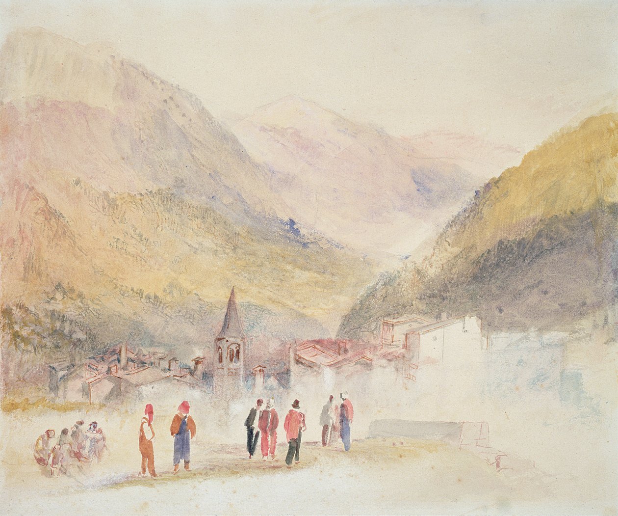 Pre St Didier, 1836 (toaleta i pióro i atrament na graficie na papierze) autorstwa Joseph Mallord William Turner