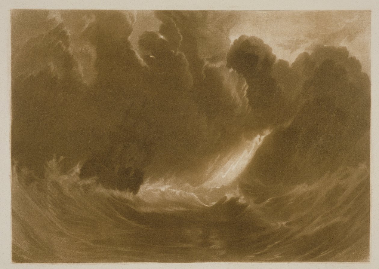 R.803 Statek w burzy, z „Little Liber”, rytowany przez artystę, ok. 1826 (mezzotinta) autorstwa Joseph Mallord William Turner