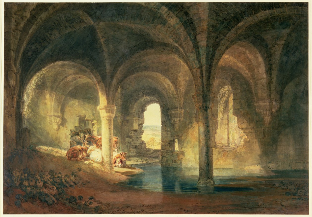 Refektarz opactwa Kirkstall, c.1798 autorstwa Joseph Mallord William Turner