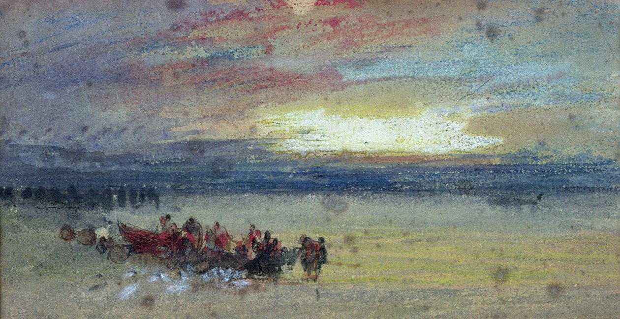Scena brzegowa, zachód słońca autorstwa Joseph Mallord William Turner