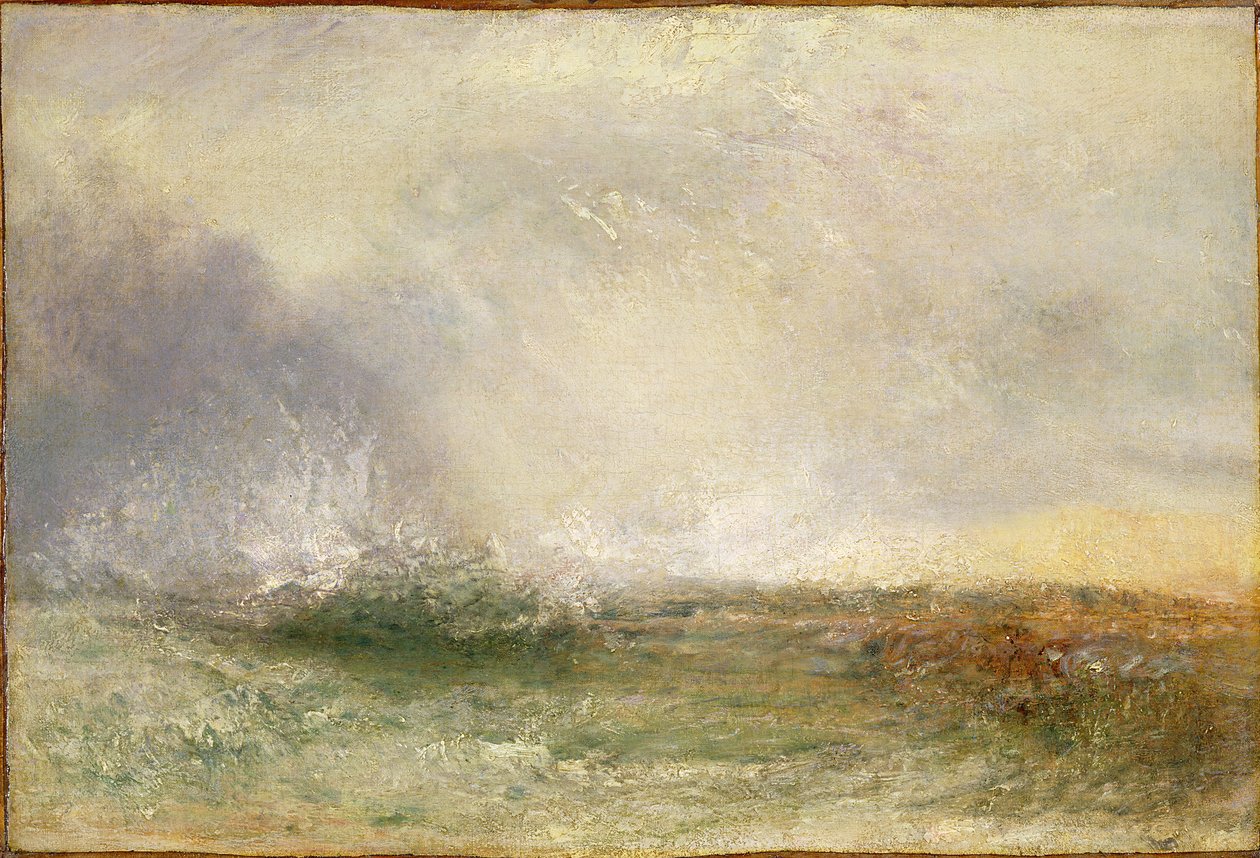 Burzliwe morze załamujące się na brzegu, 1840-5 autorstwa Joseph Mallord William Turner