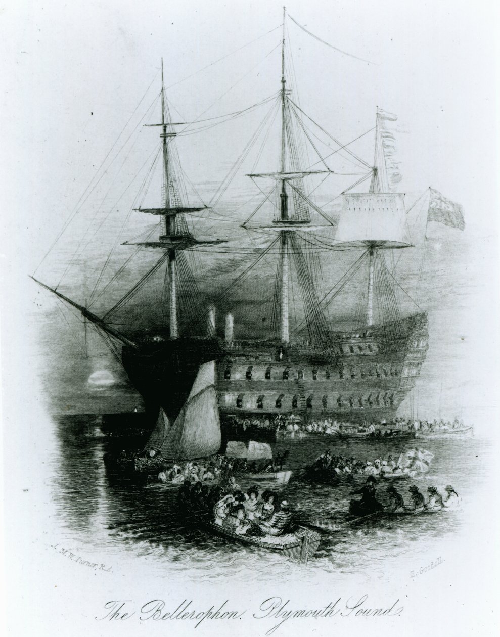 1815 онд Plymouth Sound дахь Беллерофон, 1834-36 поли autorstwa Joseph Mallord William Turner
