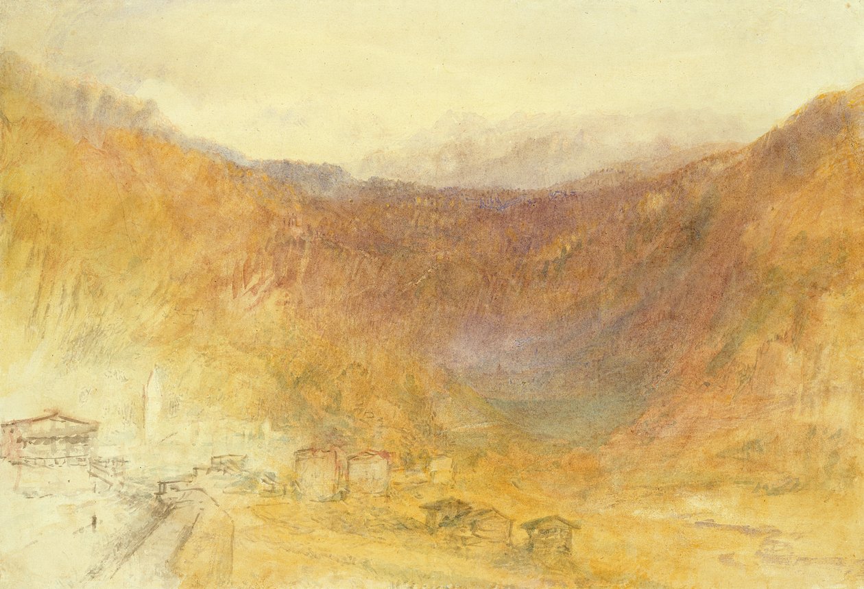 Przełęcz Brunig z Meiringen, Szwajcaria (Wc na papierze) autorstwa Joseph Mallord William Turner