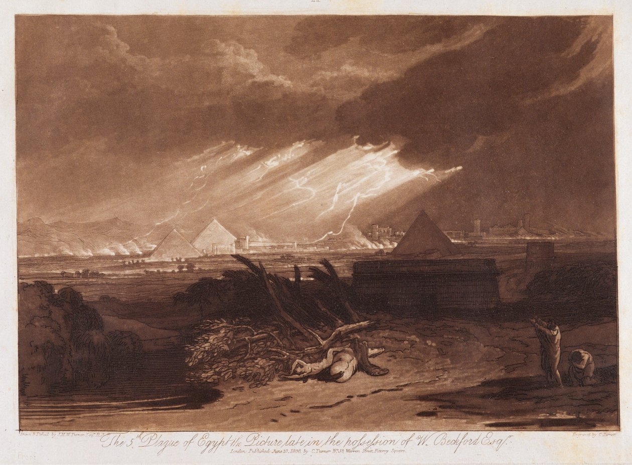 Piąta tablica egipska, rytowana przez Charlesa Turnera (1773-1857) 1808 (akwaforta i mezzotinta wydrukowane brązowym tuszem na papierze) autorstwa Joseph Mallord William Turner