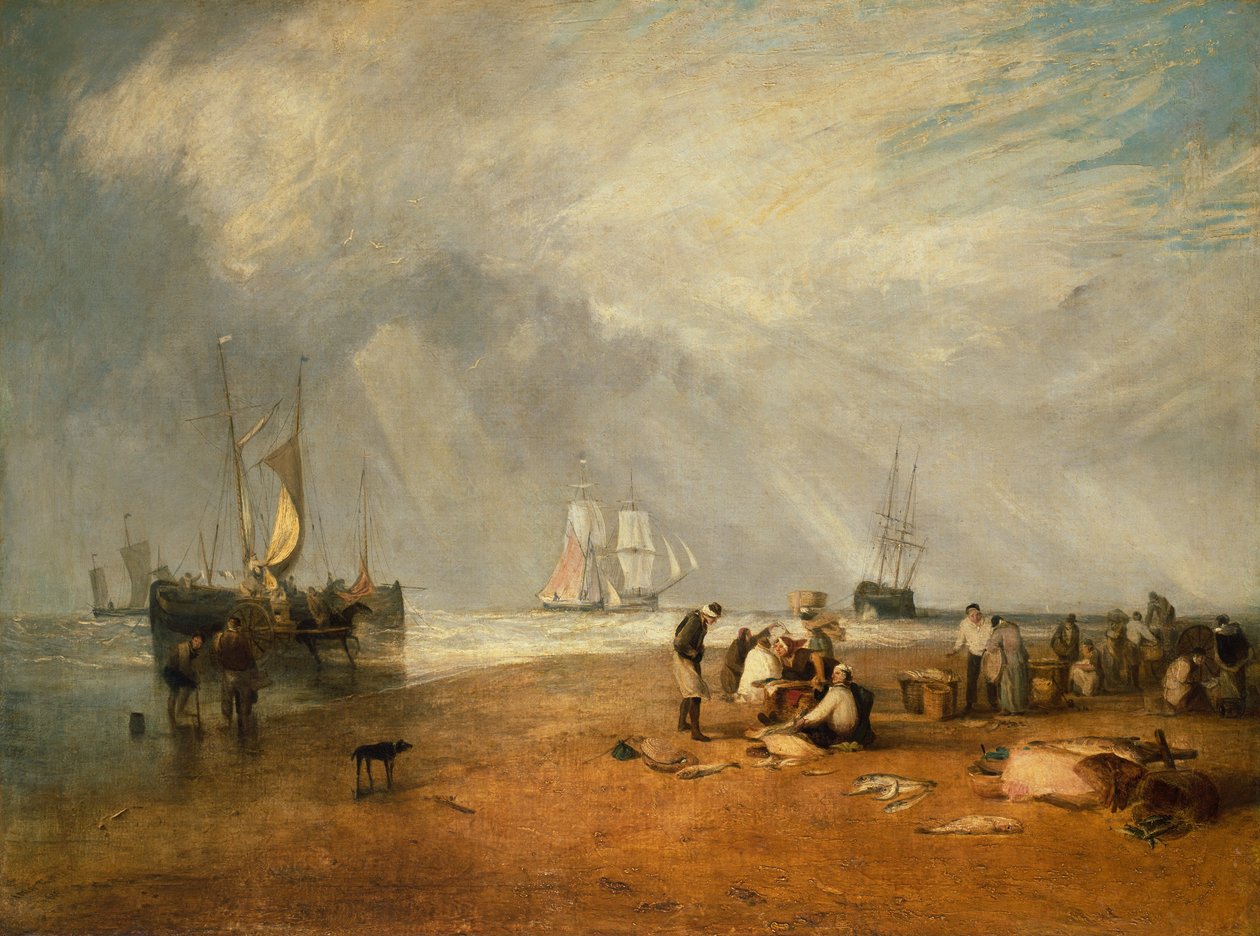Targ rybny na plaży Hastings? autorstwa Joseph Mallord William Turner