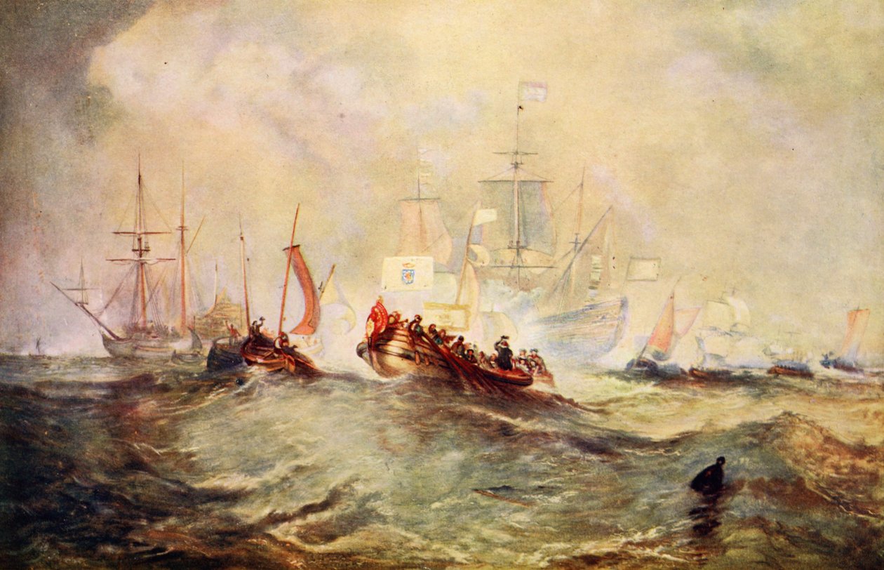 Lądowanie Wilhelma Orańskiego w Torbay, 1688 autorstwa Joseph Mallord William Turner