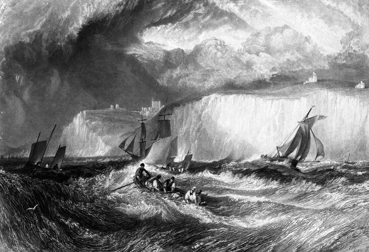 Cieśnina Dover, grawerowana przez Williama Millera, 1827 autorstwa Joseph Mallord William Turner